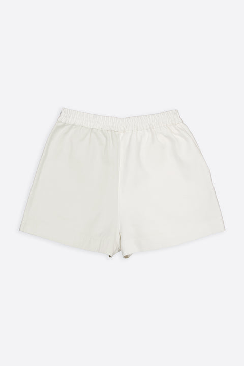 The mixed fabrics short shorts have minimal modern aesthetics design allowing comfort and bringing self-confidence. This unique piece is made locally in Paris to reduce environmental impact and guarantee high quality and durability of the products.