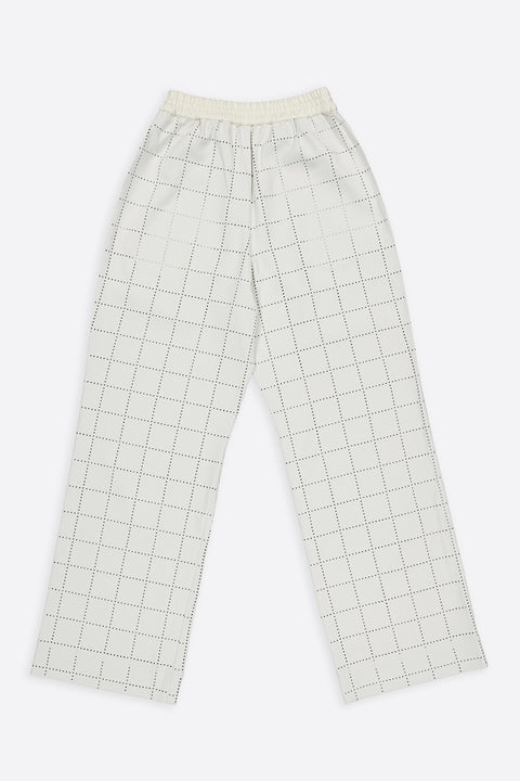 White Canvas sustainable light grey color, genderless, seasonless casual checks trousers, size S. The Essential checks trousers have minimal modern aesthetics design allowing comfort and bringing self-confidence. This unique piece is made locally in Paris to reduce environmental impact and guarantee high quality and durability of the products. 