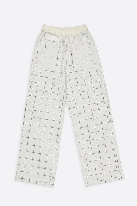 White Canvas sustainable light grey color, genderless, seasonless casual checks trousers, size S. The Essential checks trousers have minimal modern aesthetics design allowing comfort and bringing self-confidence. This unique piece is made locally in Paris to reduce environmental impact and guarantee high quality and durability of the products. 
